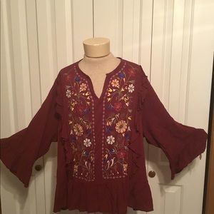 Boho embroidered top
